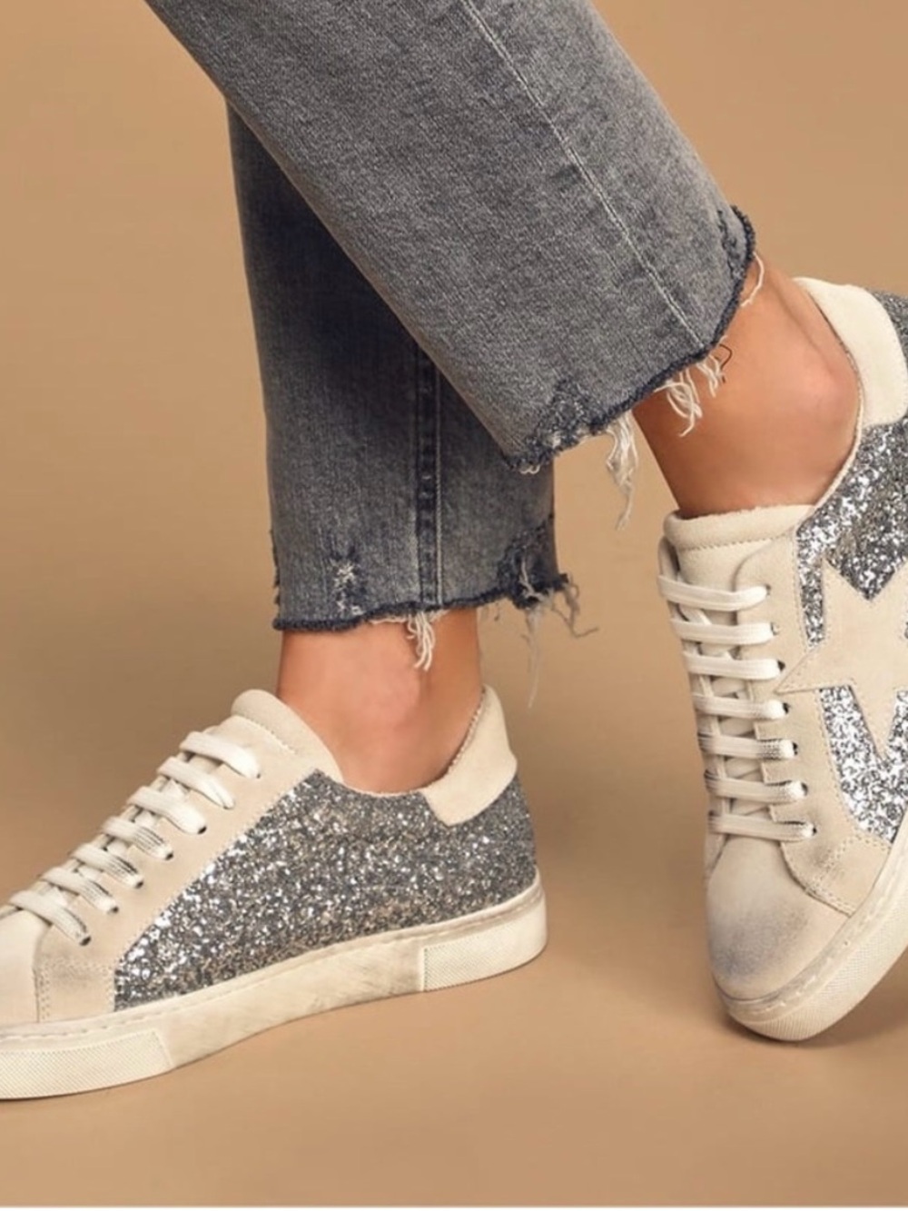 STEVEN by Steve Madden Rubie Glitter Star Sneakers. Size 7M